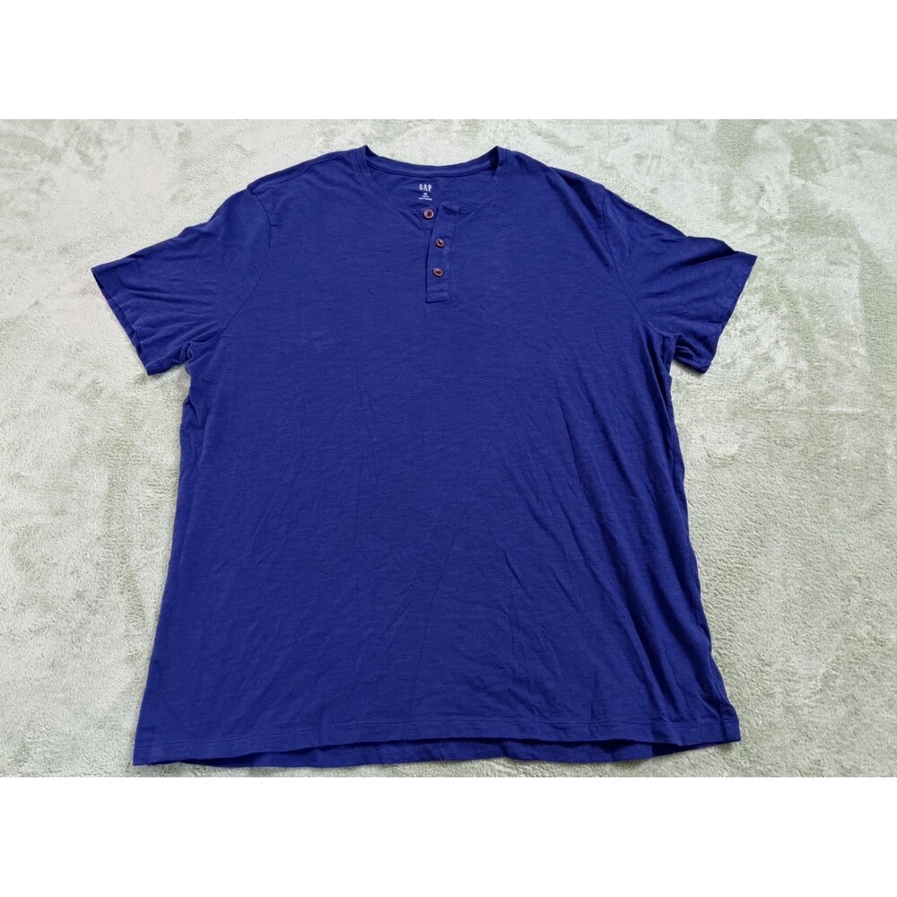 Men's GAP XXL Lived-In Blue Henley Long Sleeve T-Shirt